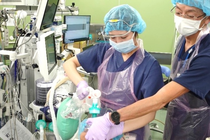 オペ室での演習の様子