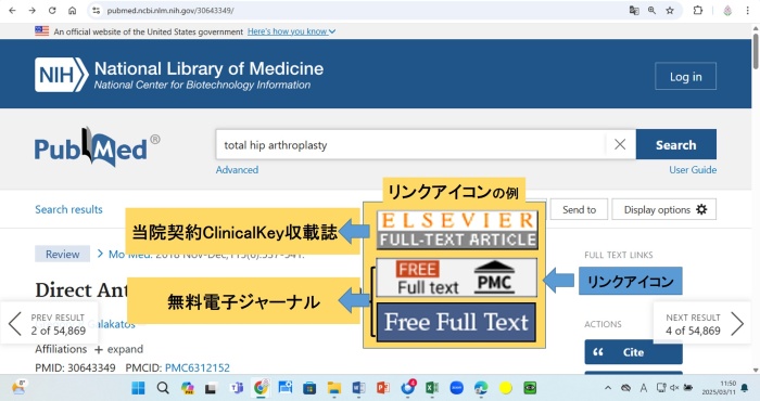 PubMedフルテキストアイコンの例