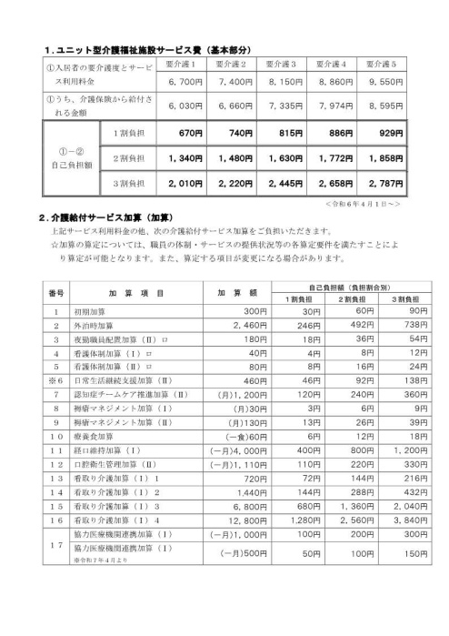 特別養護老人ホーム利用料金一覧表_1